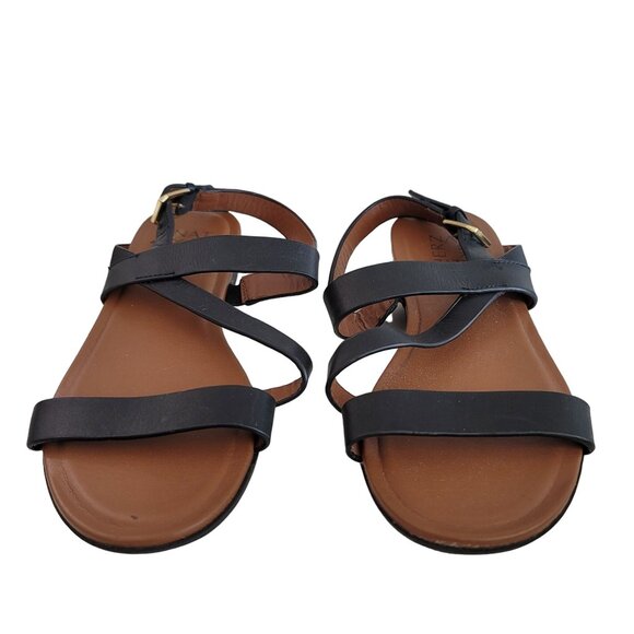Naturalizer Women's black leather TRU Flat Sandal size 6 comfort adjustable - Picture 7 of 8